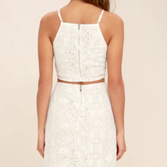 NWOT - Lulus Take a Vow  Ivory Lace Two-Piece Maxi - Size Small - Picture 5 of 16